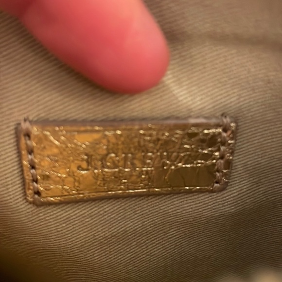 J Crew Metallic Gold Leather Clutch- EUC - Picture 5 of 12